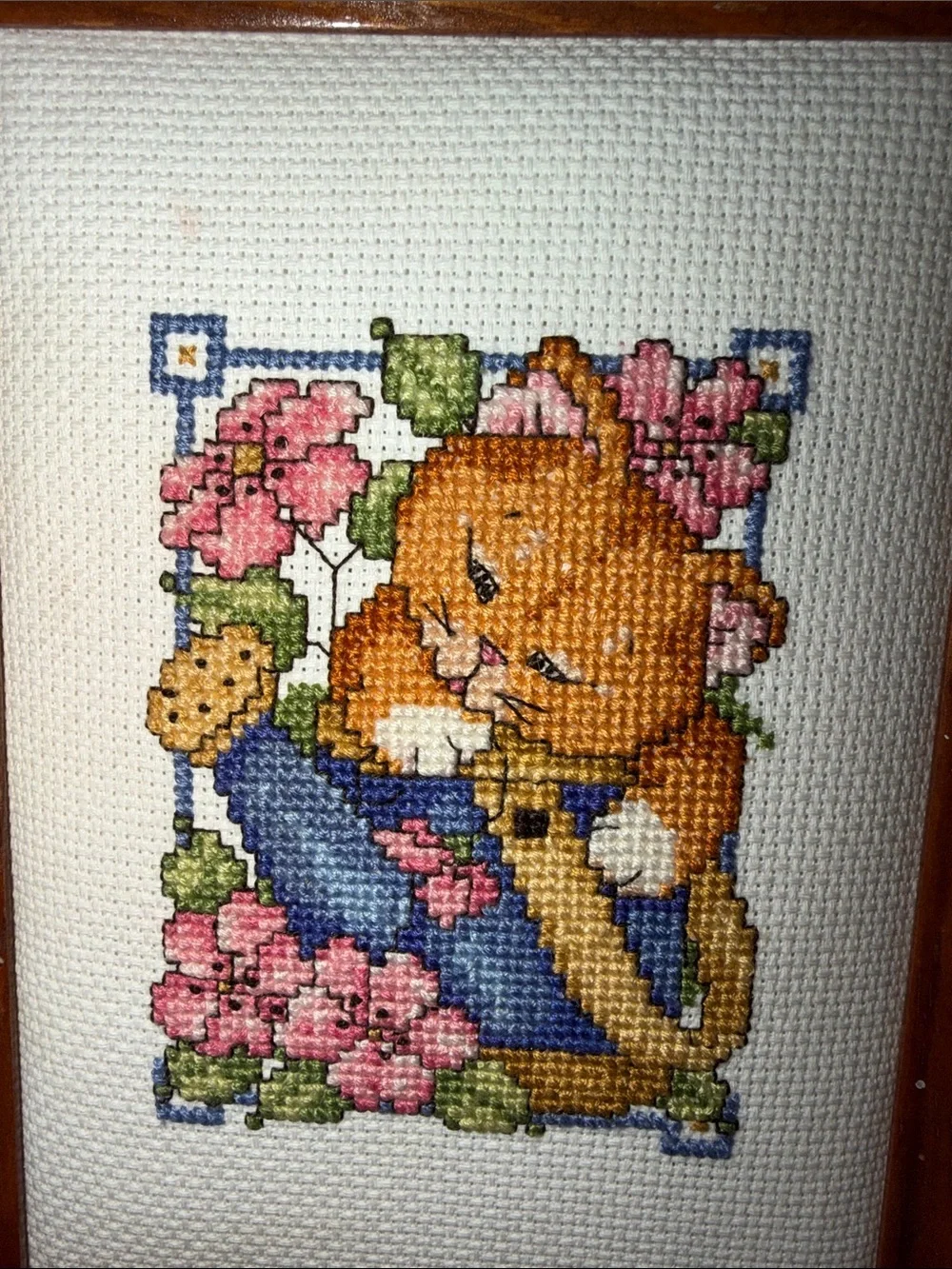Orange Kitten Cross-Stitch Framed Art - Unbranded